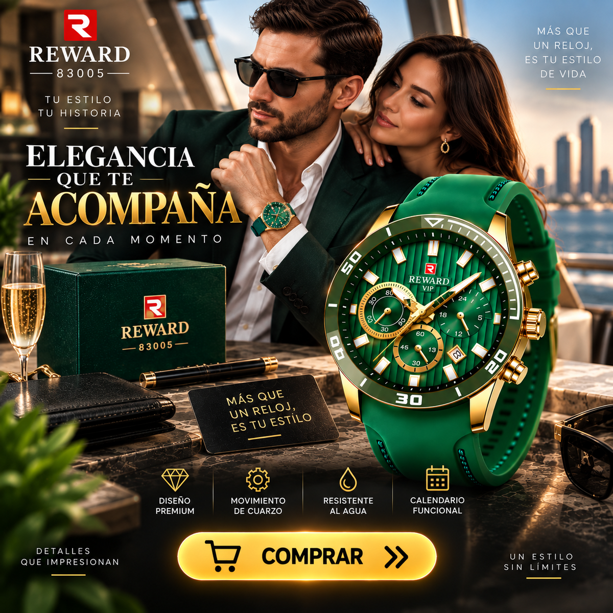 Reloj Reward 83005 Verde | Elegante y Resistente