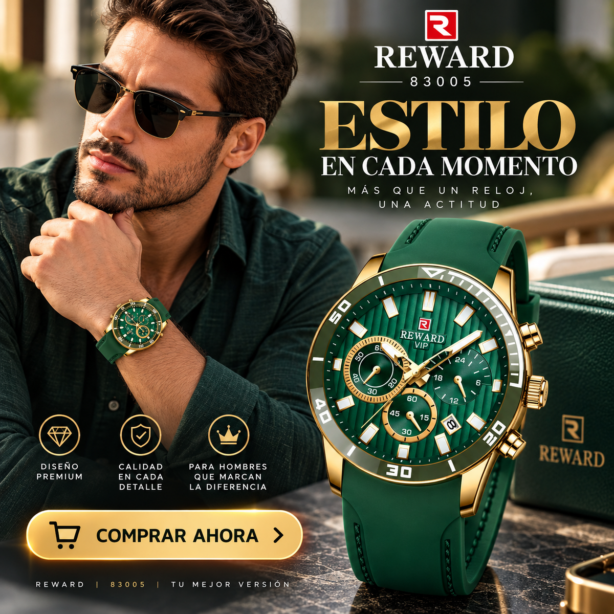 Reloj Reward 83005 Verde | Elegante y Resistente