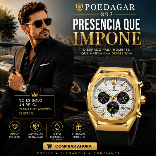 Reloj Poedagar 893 Dial Blanco – Hombre | Correa Silicona | Envío RD