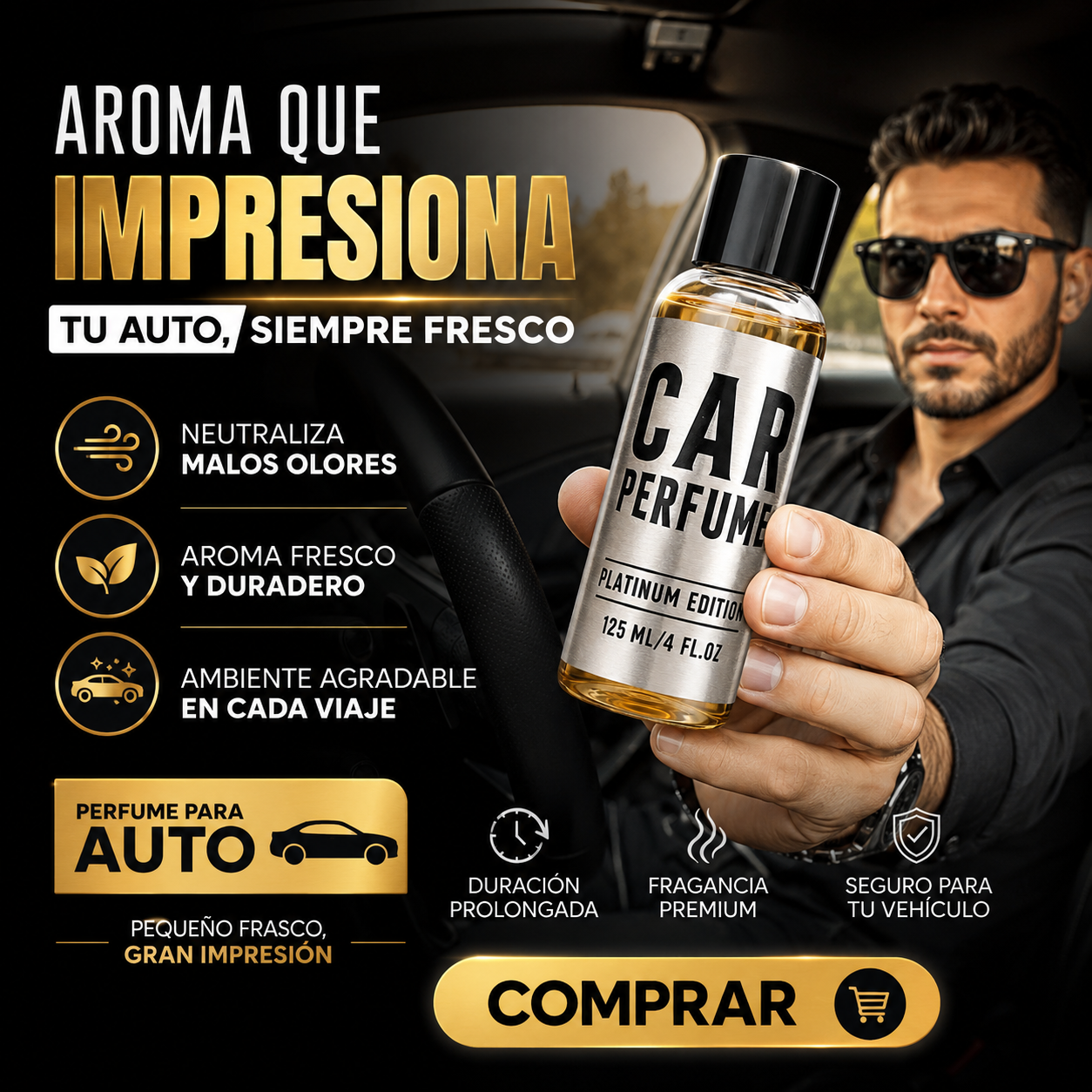 CAR PERFUME PARA AUTO – Platinum Edition 125ml | Elimina Malos Olores