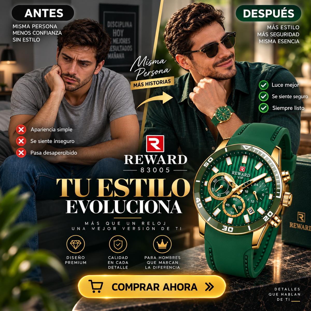 Reloj Reward 83005 Verde | Elegante y Resistente