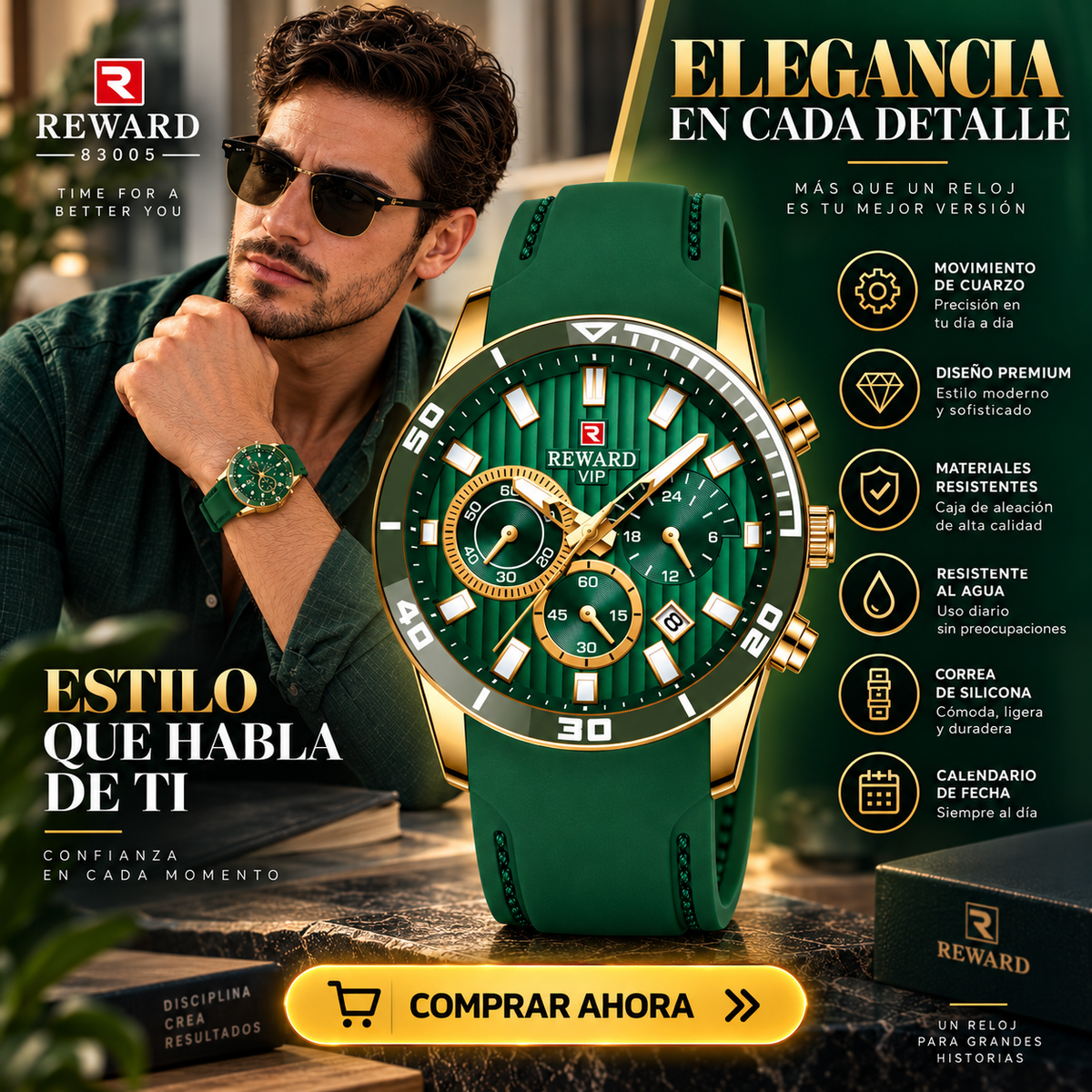 Reloj Reward 83005 Verde | Elegante y Resistente