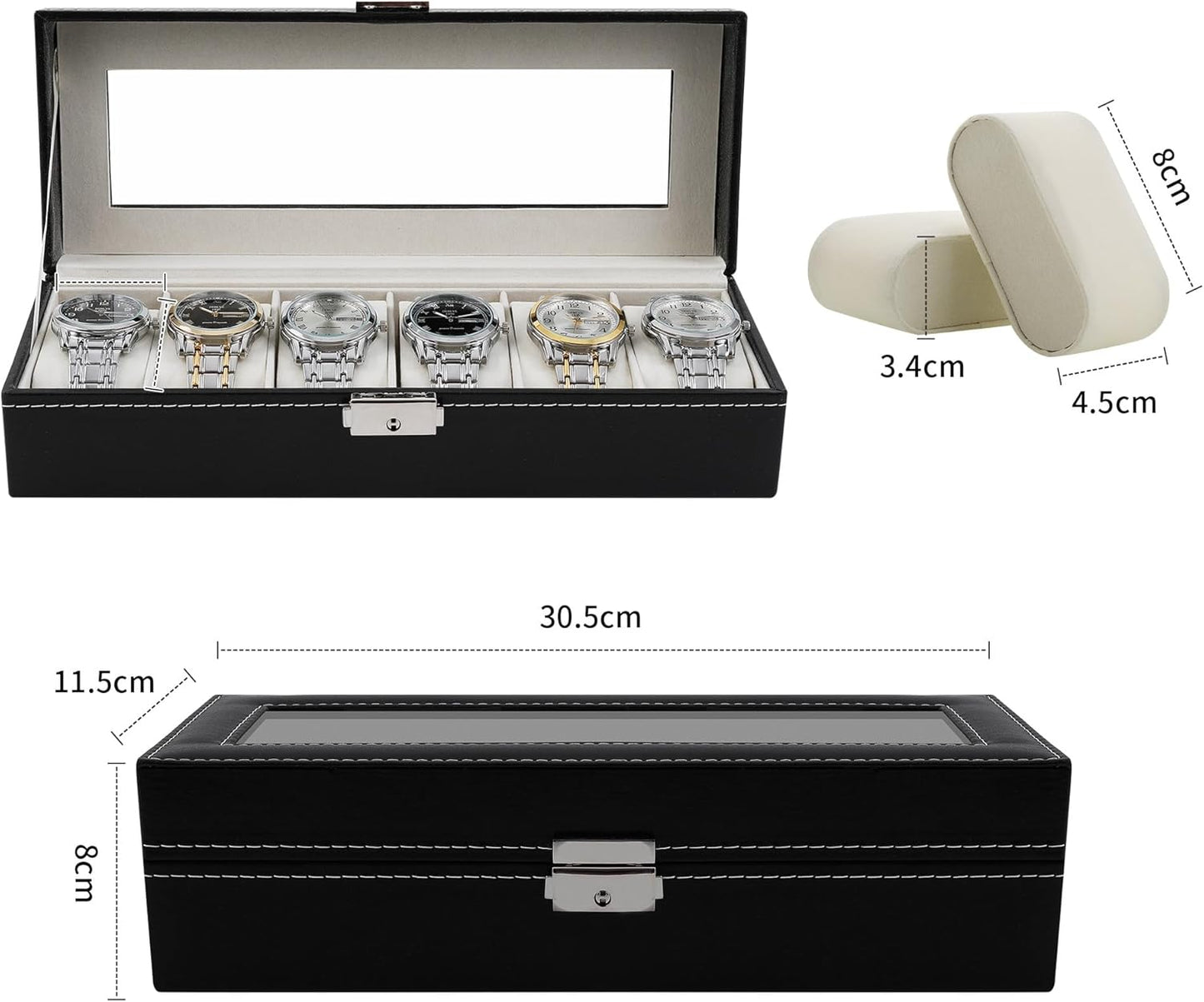 Caja Organizadora para Relojes Premium | 6 Espacios | Gamuza Sintética | RD