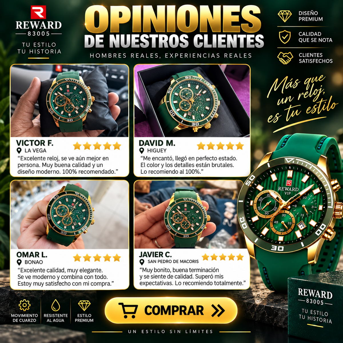 Reloj Reward 83005 Verde | Elegante y Resistente