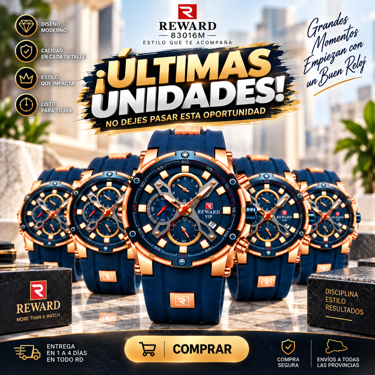 Reloj Reward 83016M Azul, Accesorio de Moda