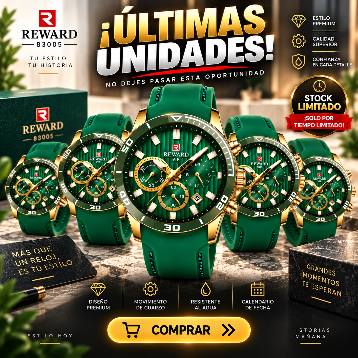 Reloj Reward 83005 Verde | Elegante y Resistente
