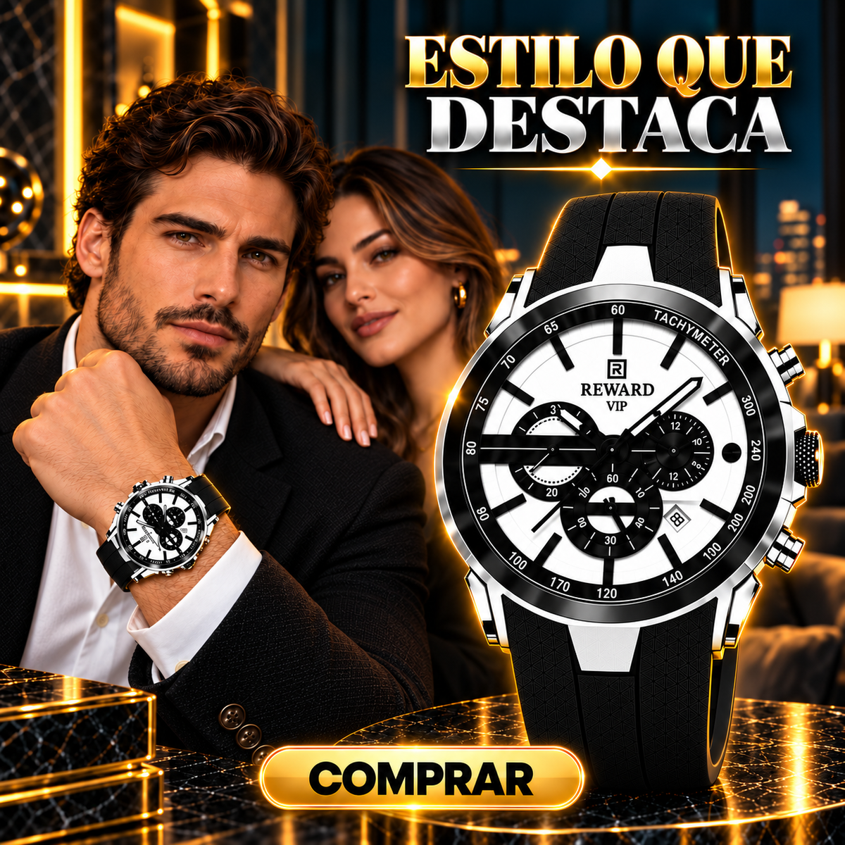 Reloj Reward 83046M-B Dial Blanco, Accesorio de Moda