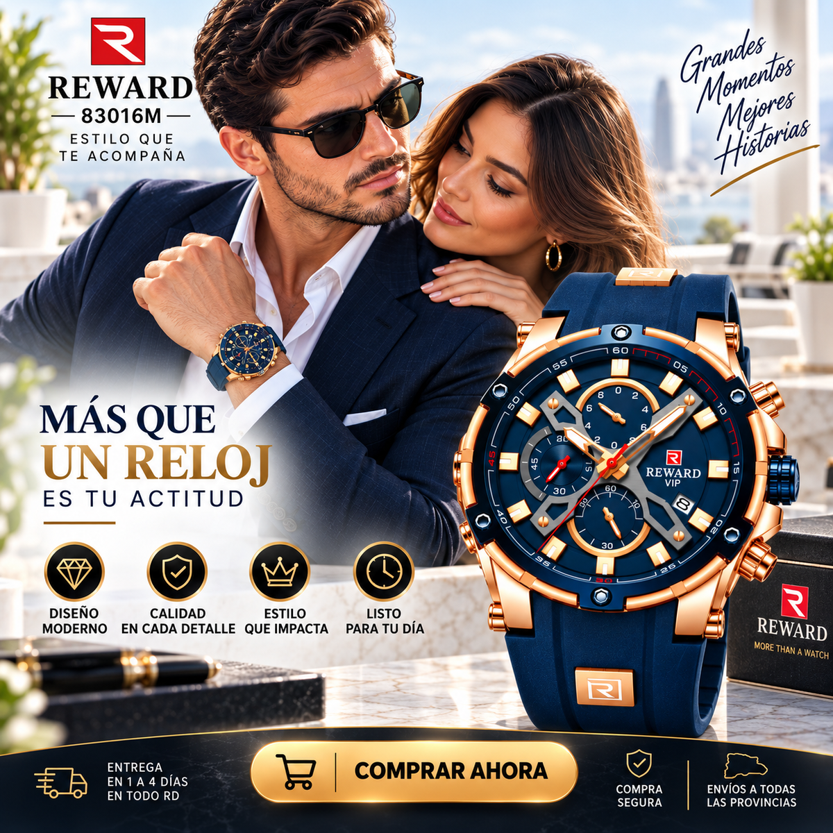 Reloj Reward 83016M Azul, Accesorio de Moda