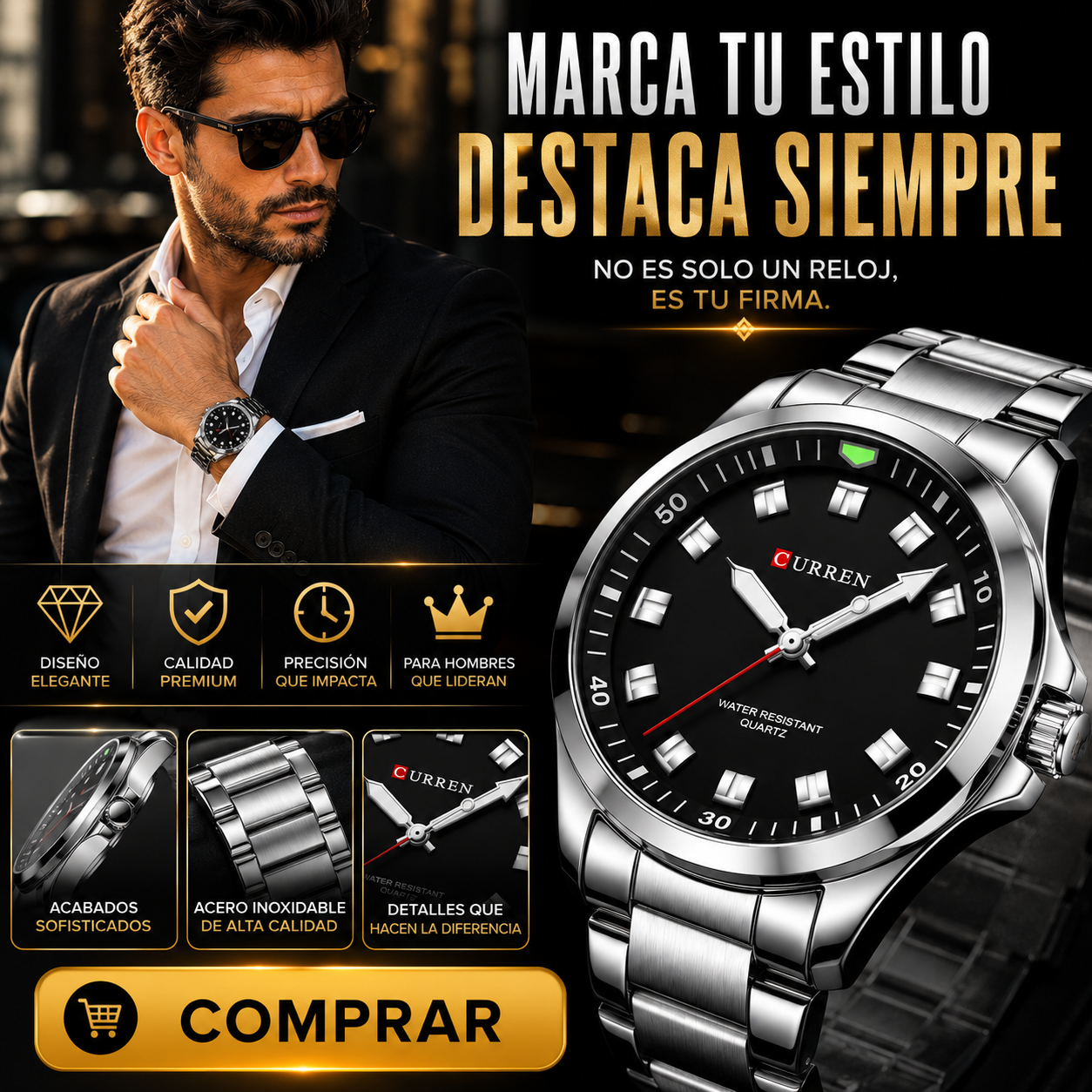 RELOJ CURREN 8451 (DIAL NEGRO )