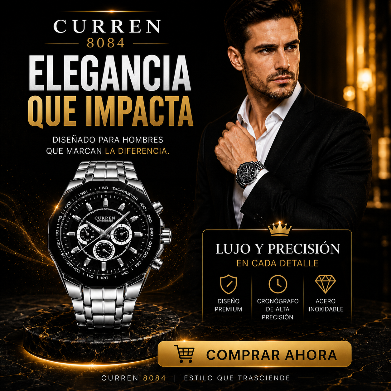 RELOJ CURREN 8084 (NEGRO)