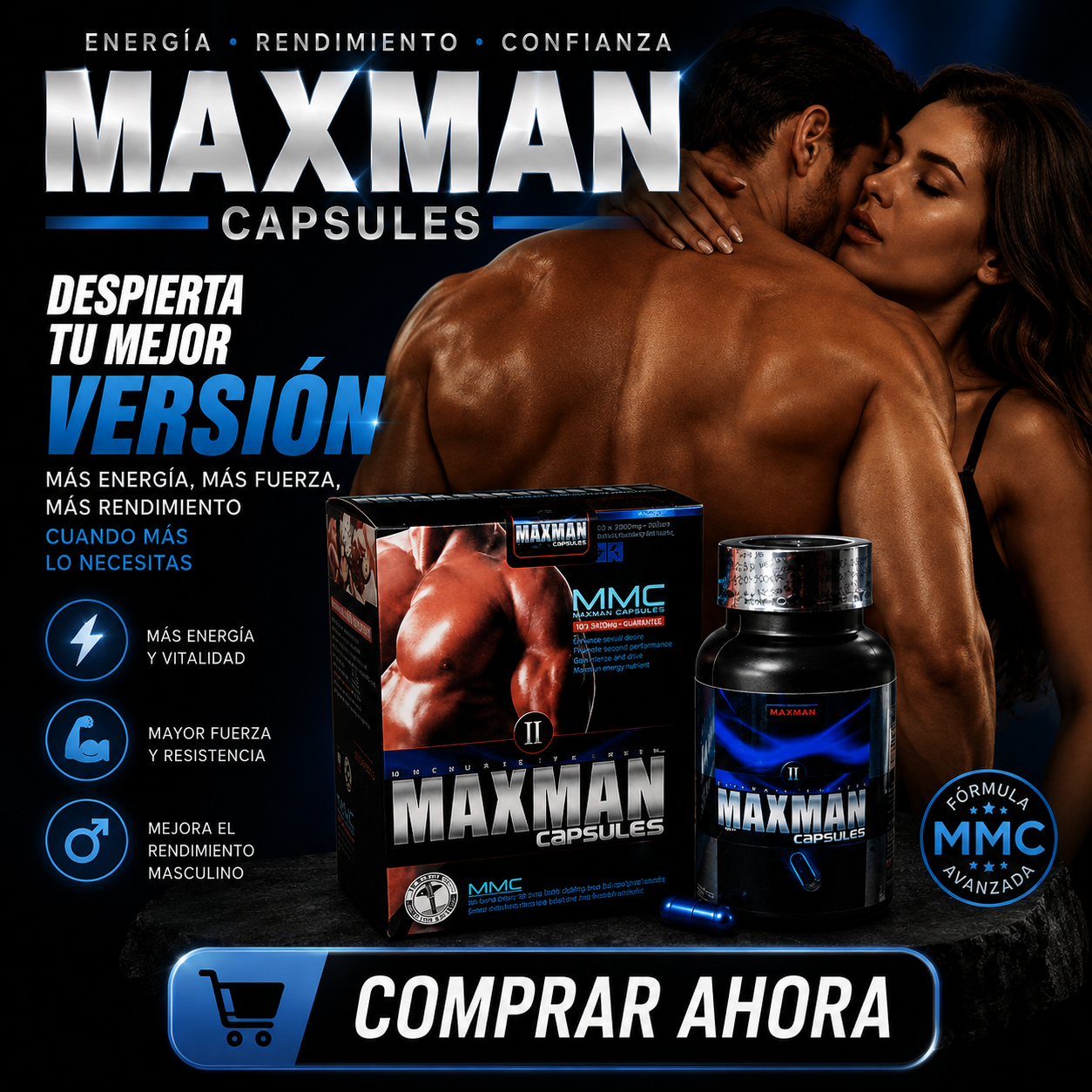 MAXMAN CAPSULES – Suplemento Masculino Premium para Vitalidad y Rendimiento