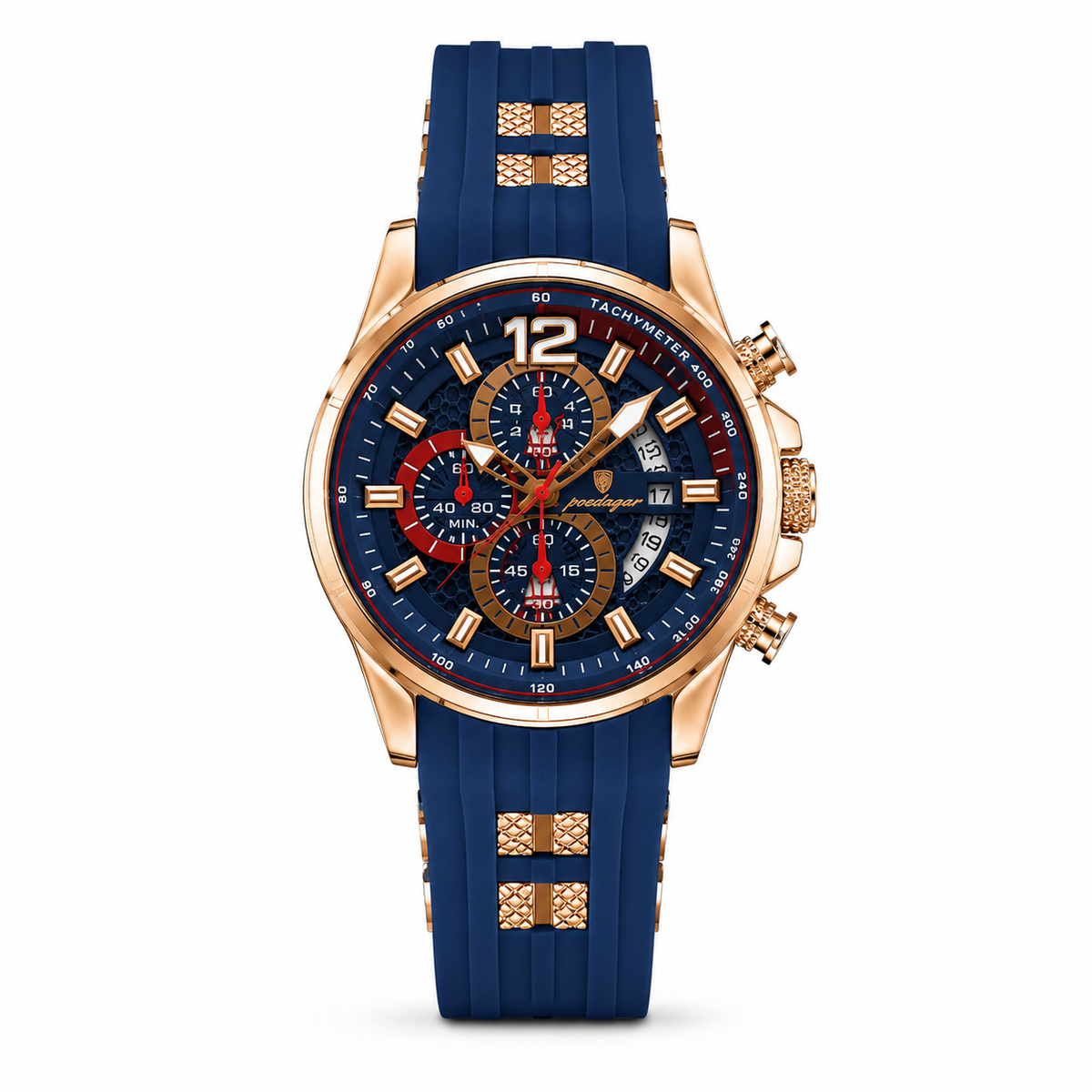 Reloj POEDAGAR 898 Rose Gold Blue – Reloj de Lujo para Hombre